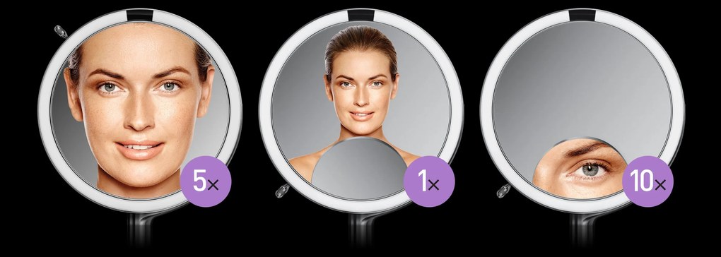 Oglindă Simplehuman cu senzor TRIO cu control tactil, albă