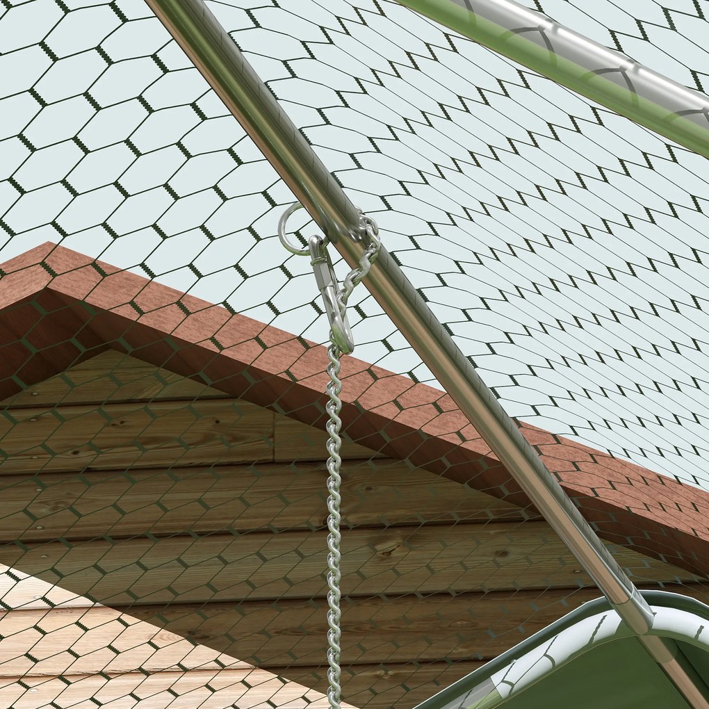 PawHut Grajd pentru pui, Incinta pentru pui de grajd, cu Pânză rezistentă la UV, Plasă de sârmă de oțel, Automat pentru furaje, pentru 18-24 pui | Aosom Romania