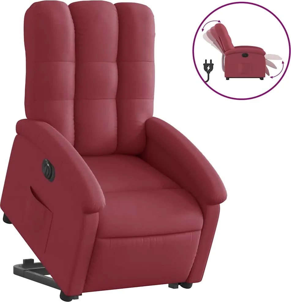 vidaXL Fotoliu electric rabatabil cu ridicare, roșu vin, textil