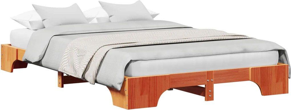 vidaXL Cadru de pat Maroniu cerat 120 x 190 cm Lemn de pin masiv