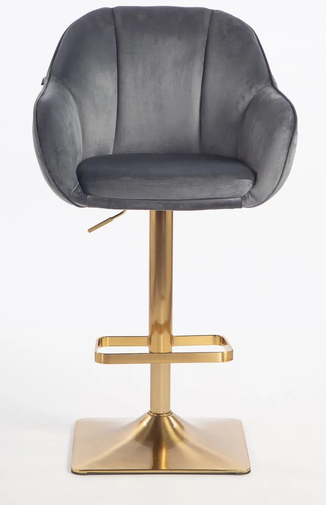 HR2055KW Scaun Grafit din Catifea cu Bază Aurie