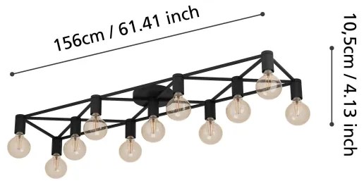 Plafonieră Eglo 43722 SPEKE 11xE27/40W/230V negru