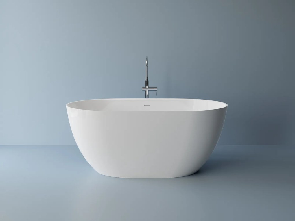 Cada freestanding compozit Marmite Lagos, 150 x 73 cm, ovala, alb lucios 150 x 73 cm