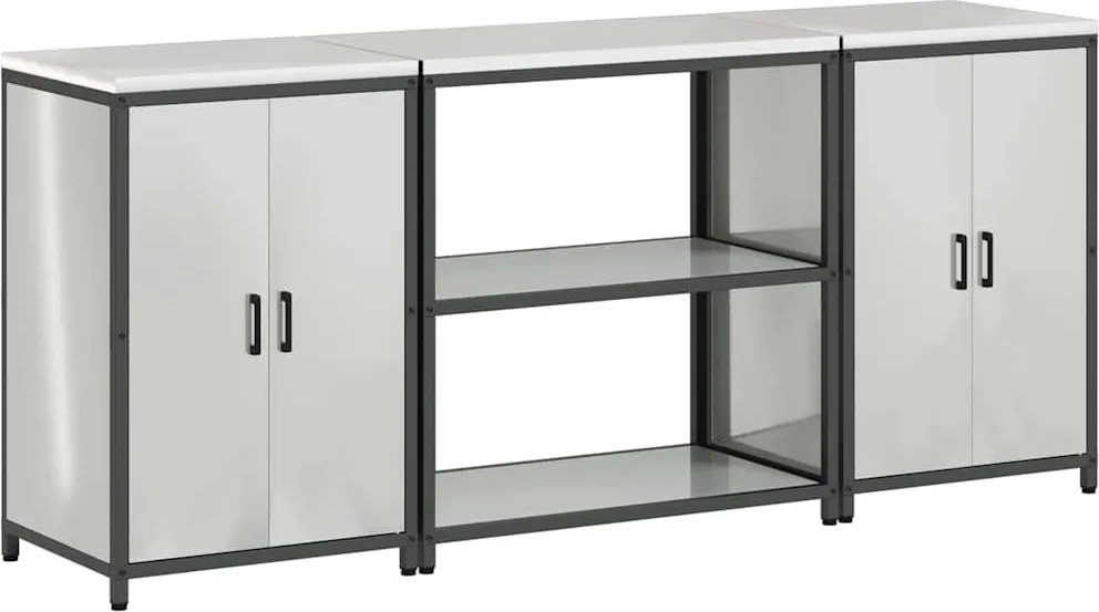 vidaXL Set de depozitare pentru bucătărie cu raft 3 pcs Argintiu