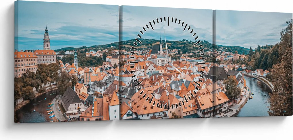Tablou - Krumlov din Cehia (cu ceas) (90x30 cm)