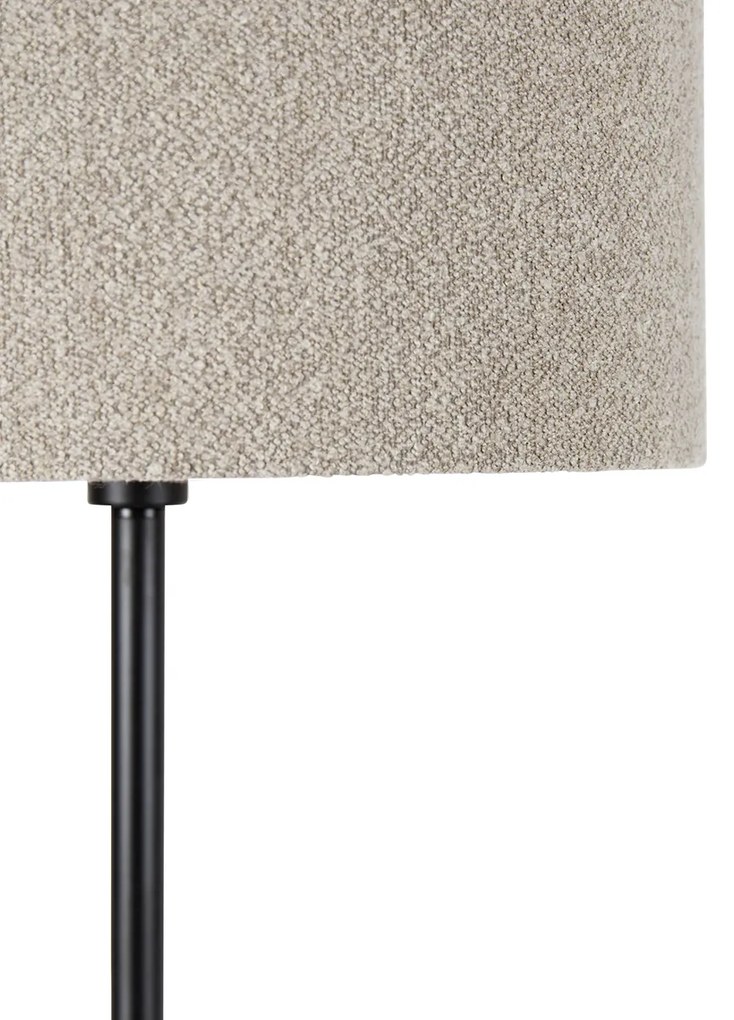 Lampa de podea neagra cu abajur boucle taupe 50 cm - Simplo