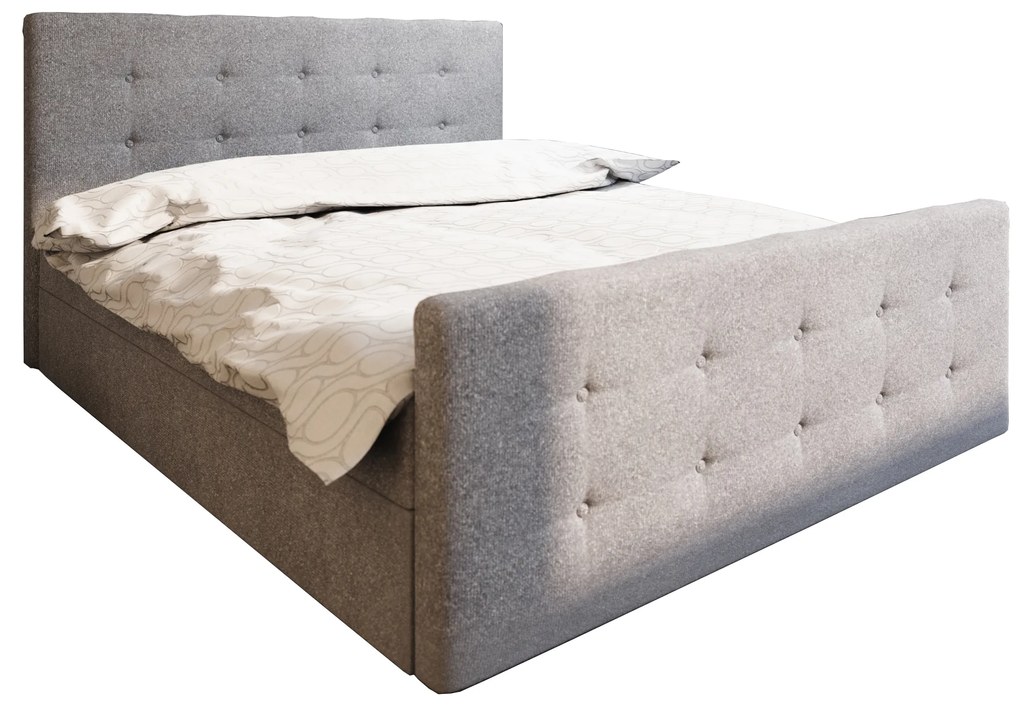 Pat matrimonial Boxspring 160 cm Milagros 1 (gri) ( cu saltea și sp. depozitare). 1046741