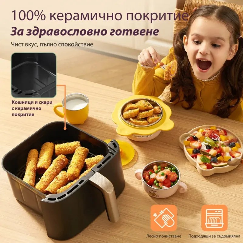 Friteuza dubla Cosori Turbo Tower Pro CAF-DC123S, 2630W, 10.8 L, 30-230°C, 7 programe, Sync, Smart, Negru