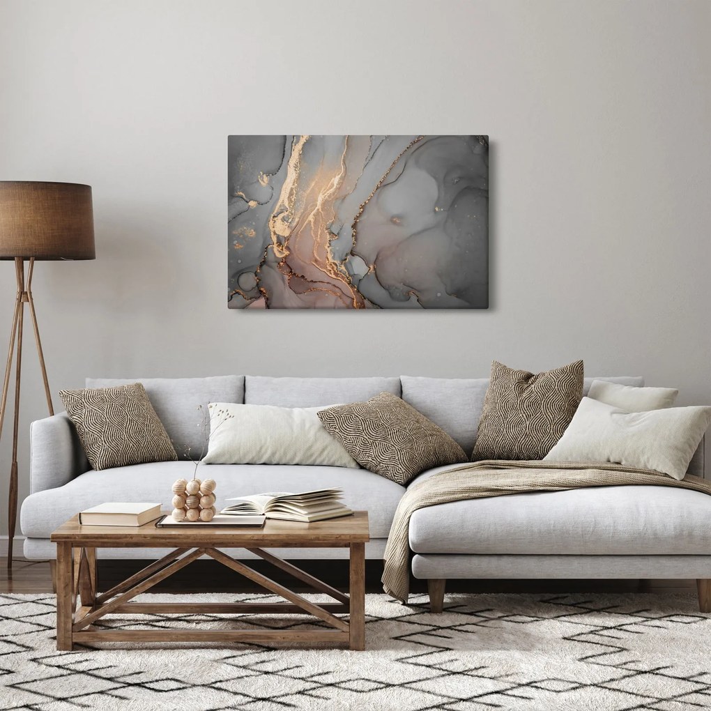 Tablou - Marmură gri-auriu (90x60 cm)