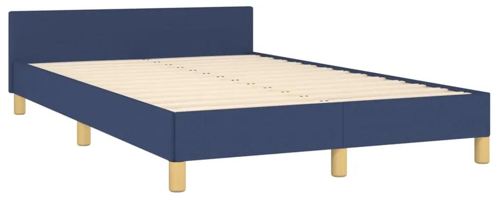 Cadru de pat cu tablie, albastru, 120x200 cm, textil Albastru, 120 x 200 cm, Design cu nasturi