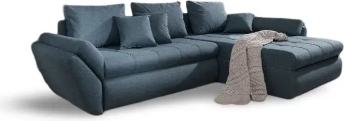 Colțar extensibil dumonde cu ladă de depozitare si sezut confortabil din spuma high-density, Loana Enjoy Blue II 270x185 cm