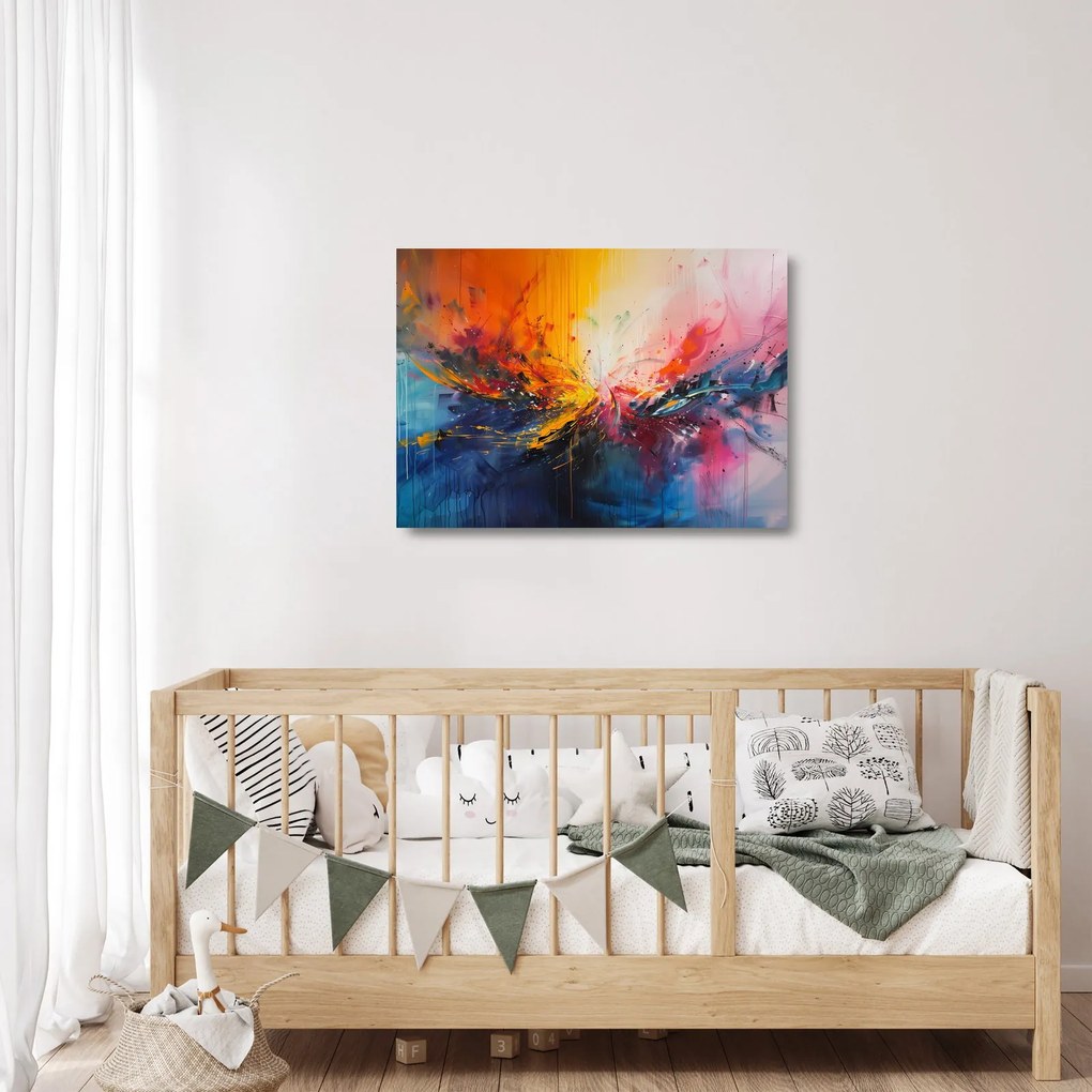 Tablou pe sticlă - Abstracție de culoare (70x50 cm)