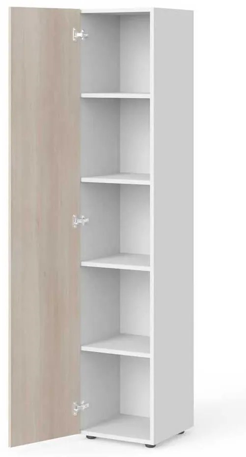 Dulap înalt Manager 39,9 x 42,2 x 196,5 cm, stânga, salcâm deschis / alb