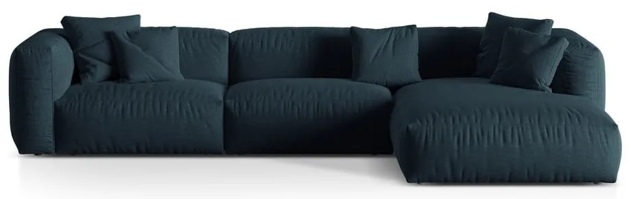 Colțar modular albastru închis (cu colț pe partea dreaptă) Martina – Micadoni Home