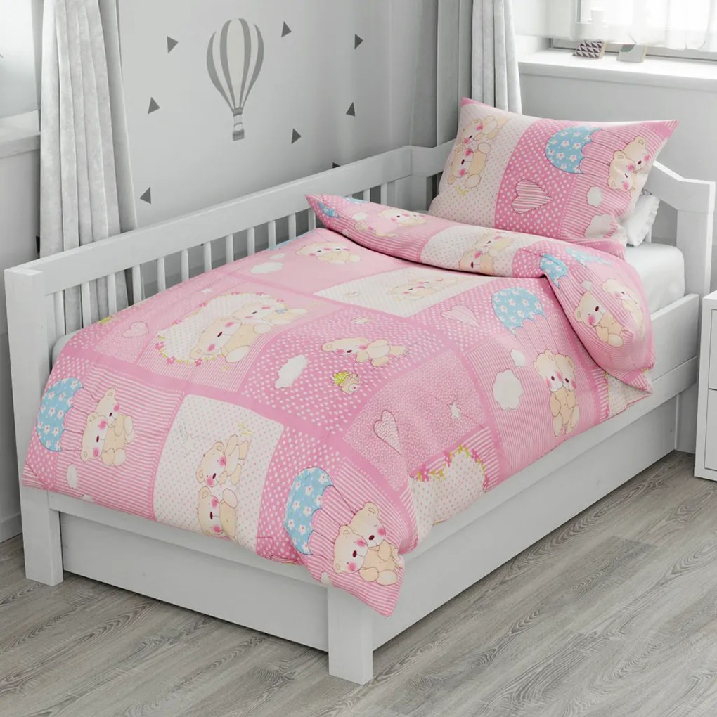 Lenjerii din bumbac pentru patut Culoare roz, COTTON TEDDY