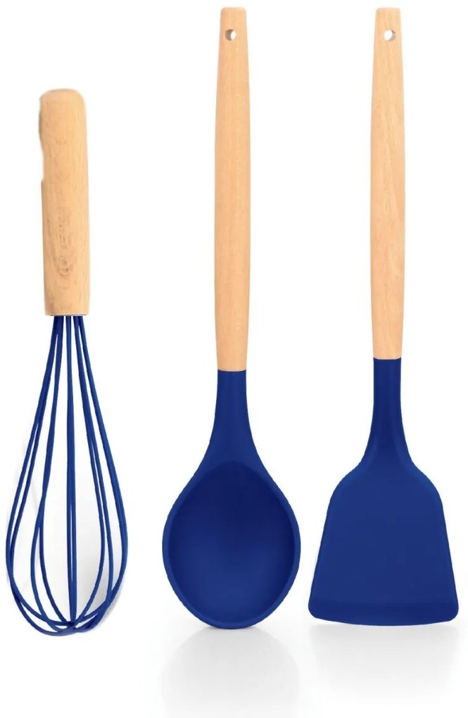 Set oale marmorate cu ustensile 13 piese Royalty Line BS1010, albastru
