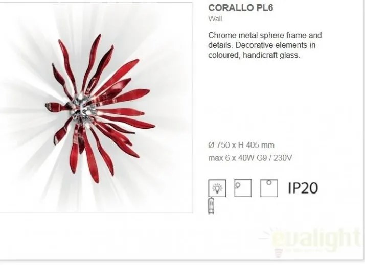 Plafonier diametru 75cm CORALLO PL6 rosso 74658