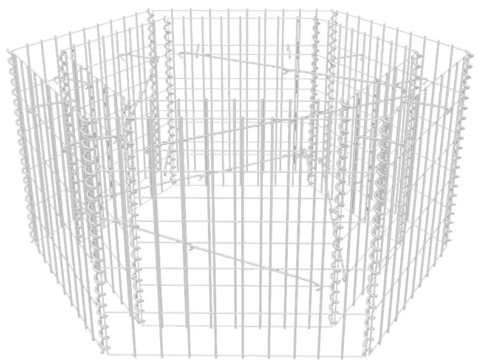 Strat inaltat gabion hexagonal, 100 x 90 x 50 cm 1, Argintiu, 100 x 90 x 50 cm