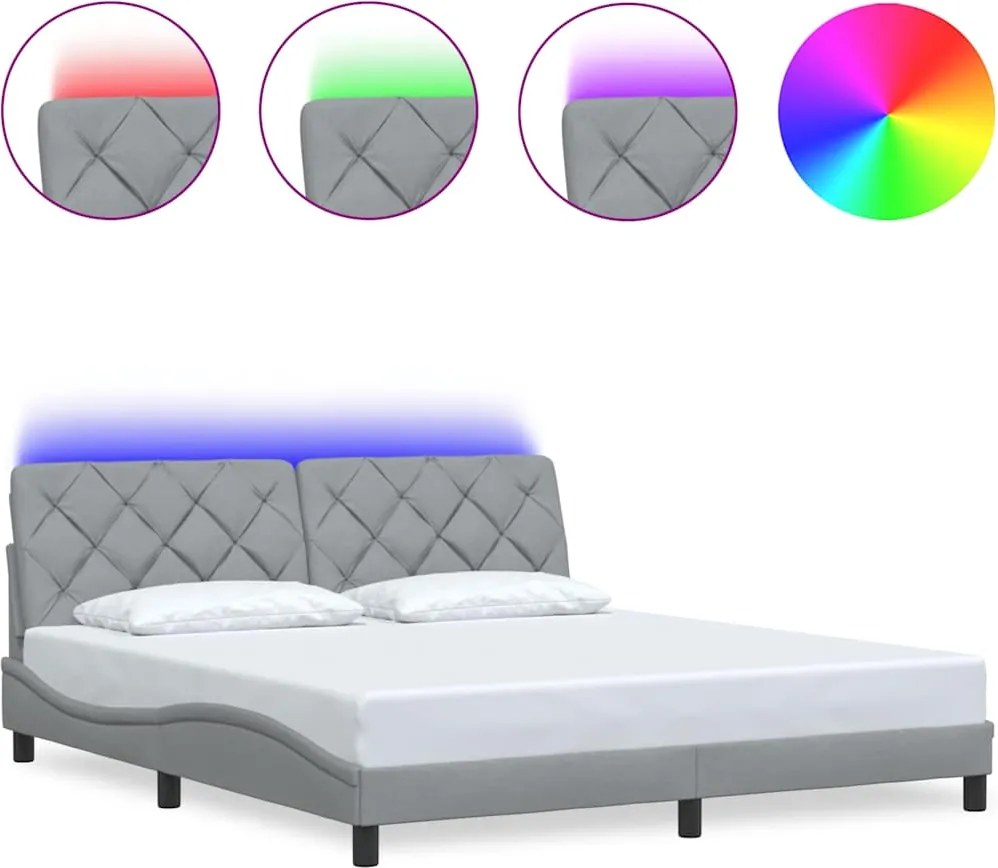 vidaXL Cadru de pat cu LED fără saltea Gri deschis 180x200 cm Material