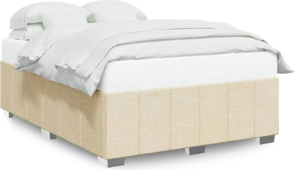 vidaXL Cadru de pat fără saltea, crem, 140x200 cm, textil
