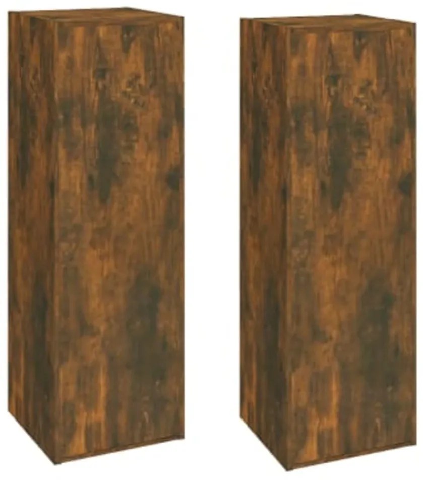 815748 vidaXL Comode TV, 2 buc., stejar fumuriu, 30,5x30x90 cm lemn prelucrat