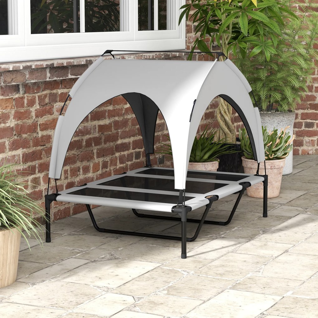 PawHut Pat pentru animale de companie pe picioare înalt confort velum anti-UV din oxford, geantă de transport inclusă 106 x 76 x 94 cm gri | Aosom Romania