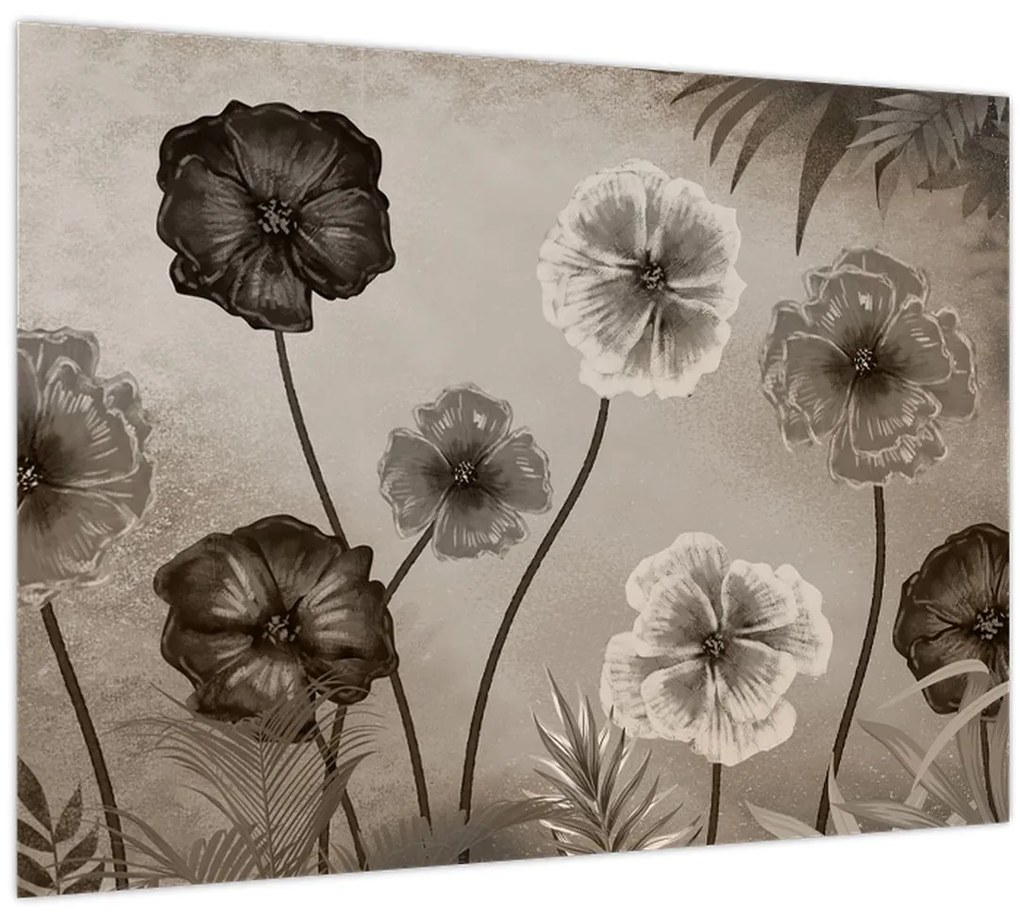 Tablou - Flori desenate (70x50 cm)