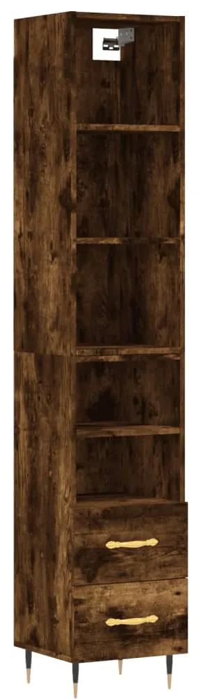 3189746 vidaXL Dulap înalt, stejar fumuriu, 34,5x34x180 cm, lemn prelucrat