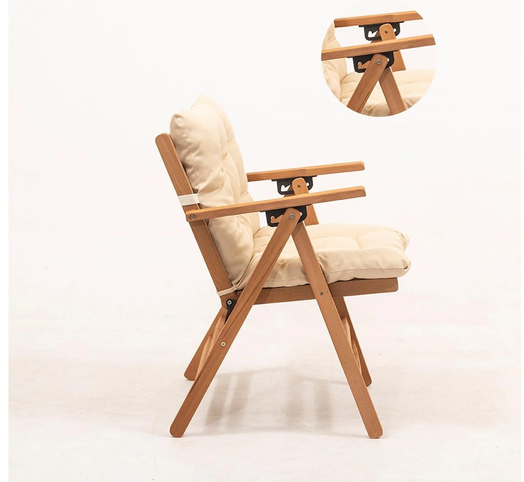 Set mobilier de grădină masă și scaune Kikadu 2 (natural + crem) (pentru 2 persoane). 1093856