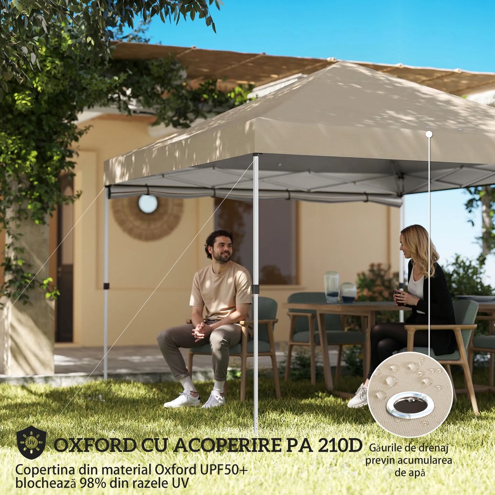 Pavilion Outsunny 3x3m, Impermeabil pentru Grădină și Petreceri în Aer Liber, Bej | Aosom Romania