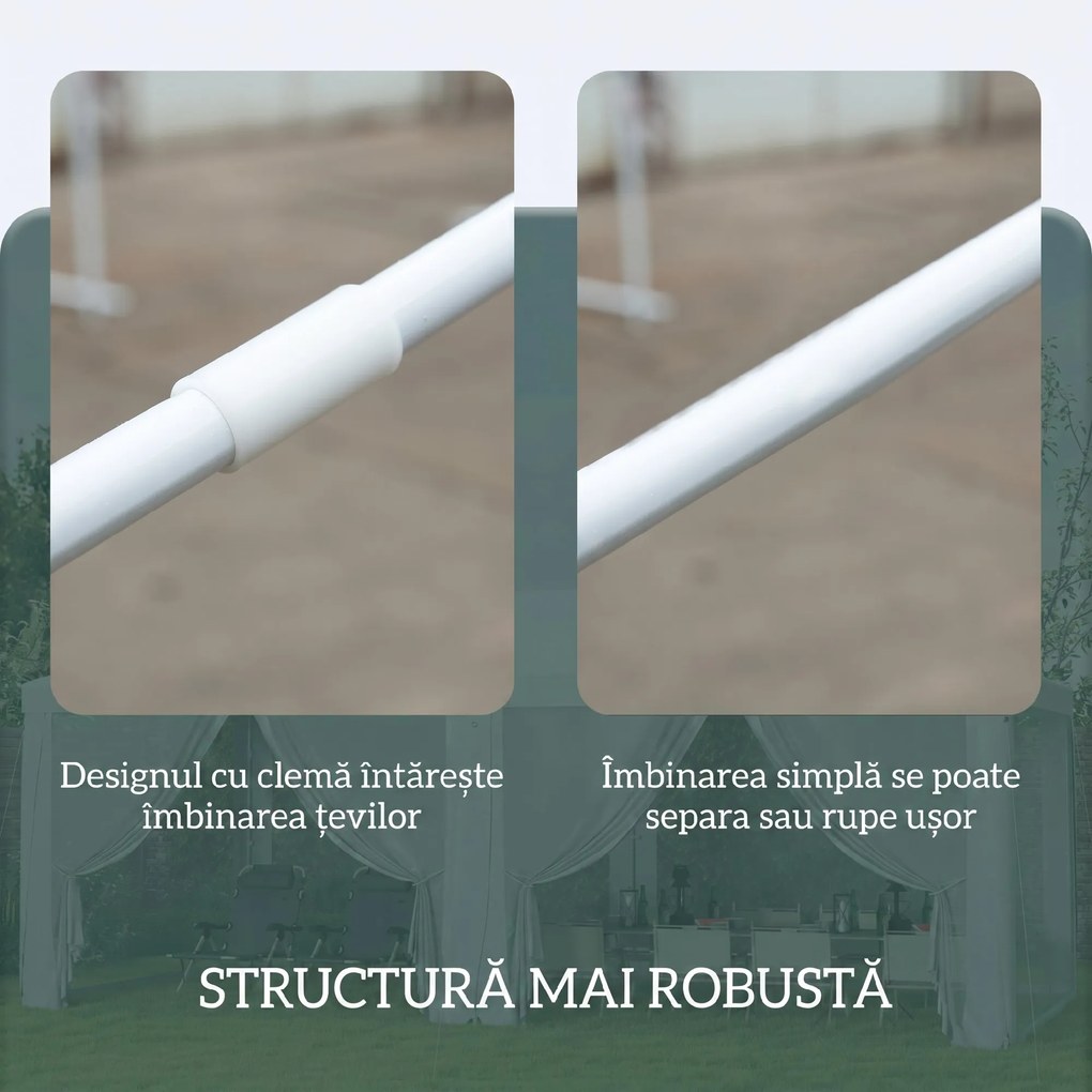 Outsunny  Cort de Exterior cu 6 Părți Laterale Detașabile, Cort pentru Petrecerie, Adăpost pentru Umbră pentru Evenimente, 584.6x295.6x256 cm, Alb.