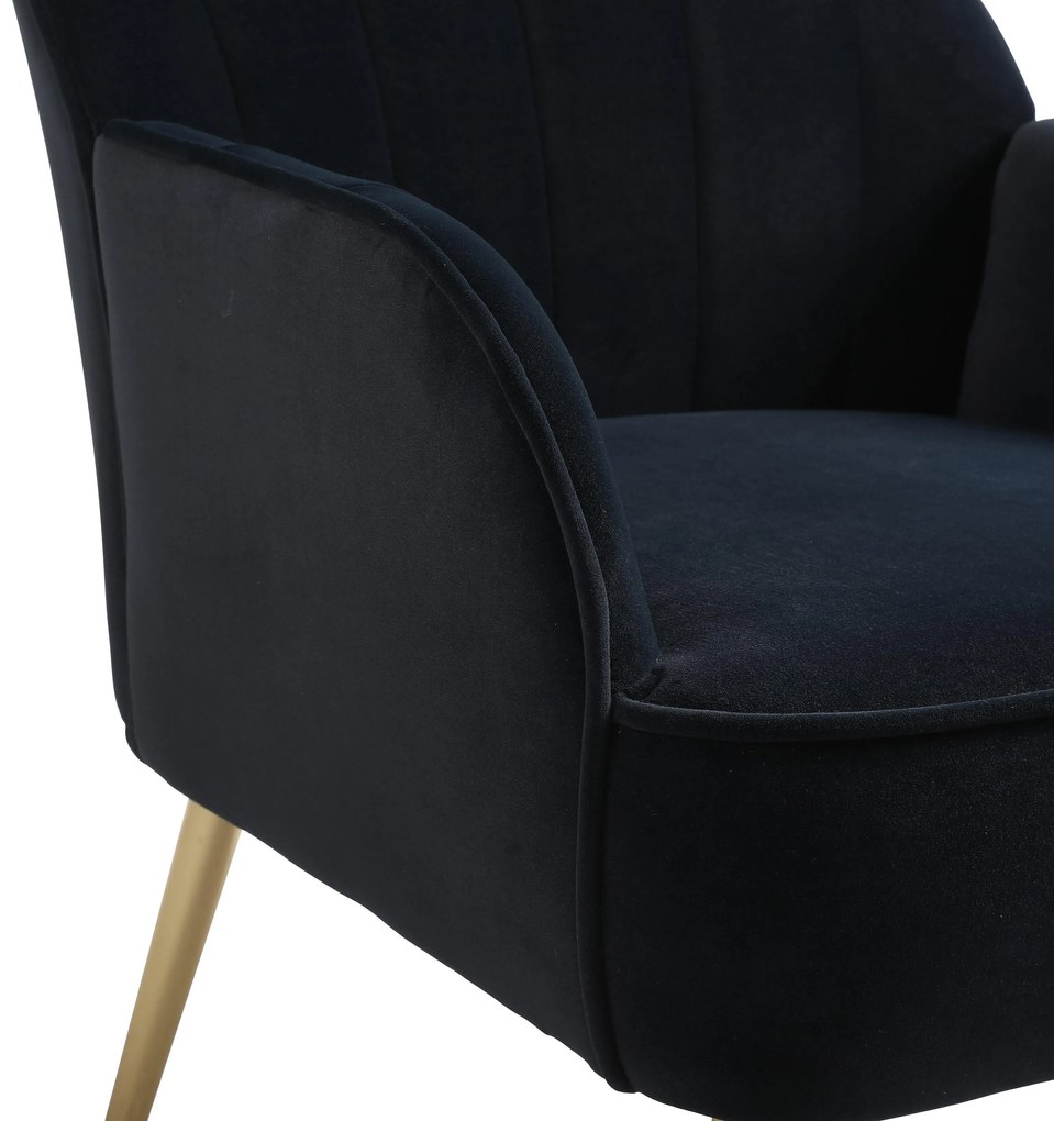 Set de 2 fotolii de living din catifea, Design ergonomic, Negru