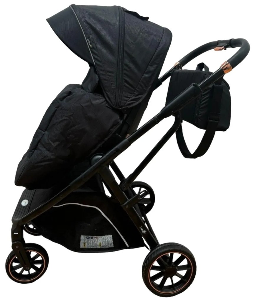 Carucior 2 in 1 pentru copii Usor si Compact - Pliabil, Sistem de absorbtie a socurilor, Scaun Reversibil - Negru - CPC-58-negru