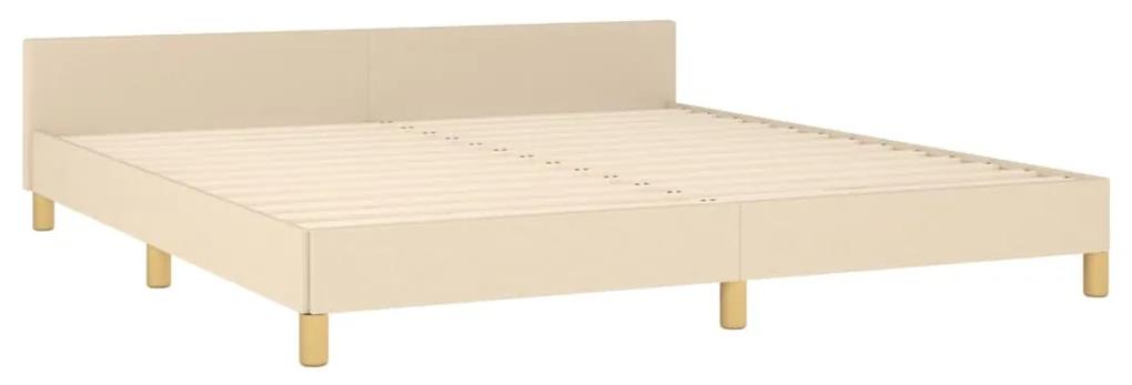 Cadru de pat cu tablie, crem, 160x200 cm, textil Crem, 160 x 200 cm, Design simplu