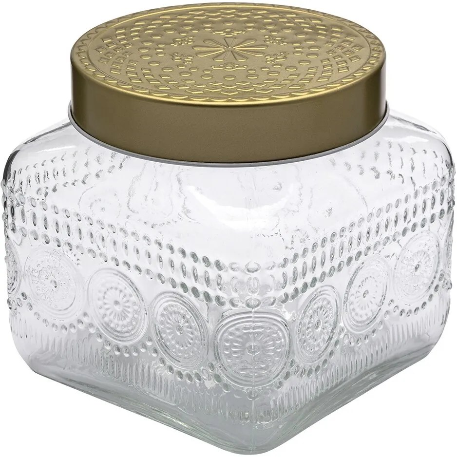 Altom Set de borcane din sticlă cu capac auriu Daisy 1,3 l, 4 buc., 1,3 l
