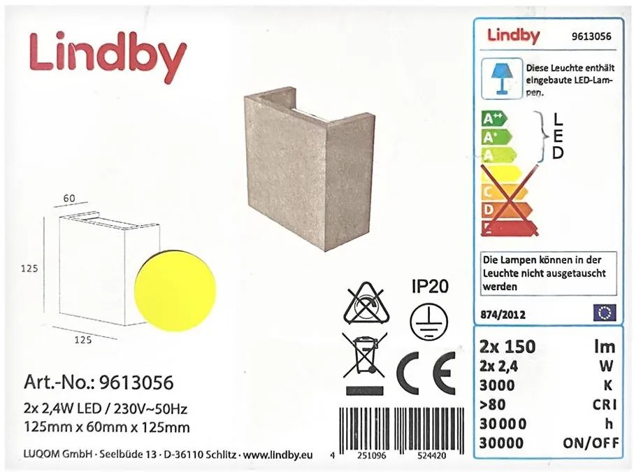 Aplică LED Lindby YVA 2xLED/2,4W/230V