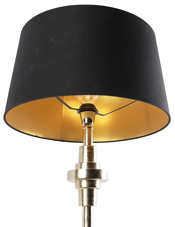 Lampă de masă Art Deco aurie și neagră cu abajur din bumbac 45 cm - Diverso