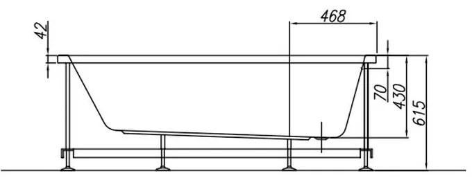 Cada baie incastrata 160 x 70 cm KolpaSan, Tamia 1600x700 mm