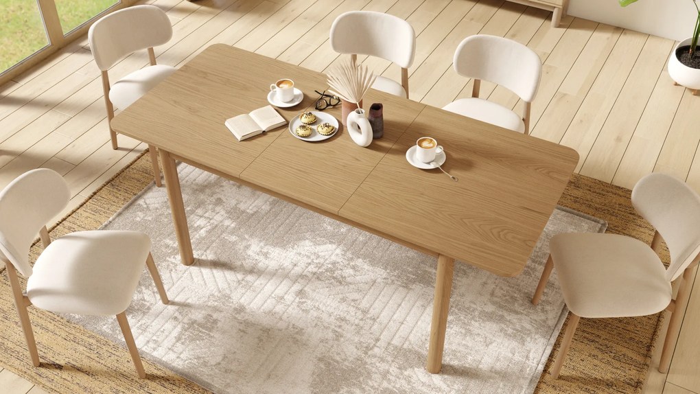 MAZZONI EXPORT AVLO Bej (material Apia 453)/cadru stejar lăcuit - SCAUN DIN LEMN PENTRU SALON SUFRAGERIE BUCĂTĂRIE RETRO