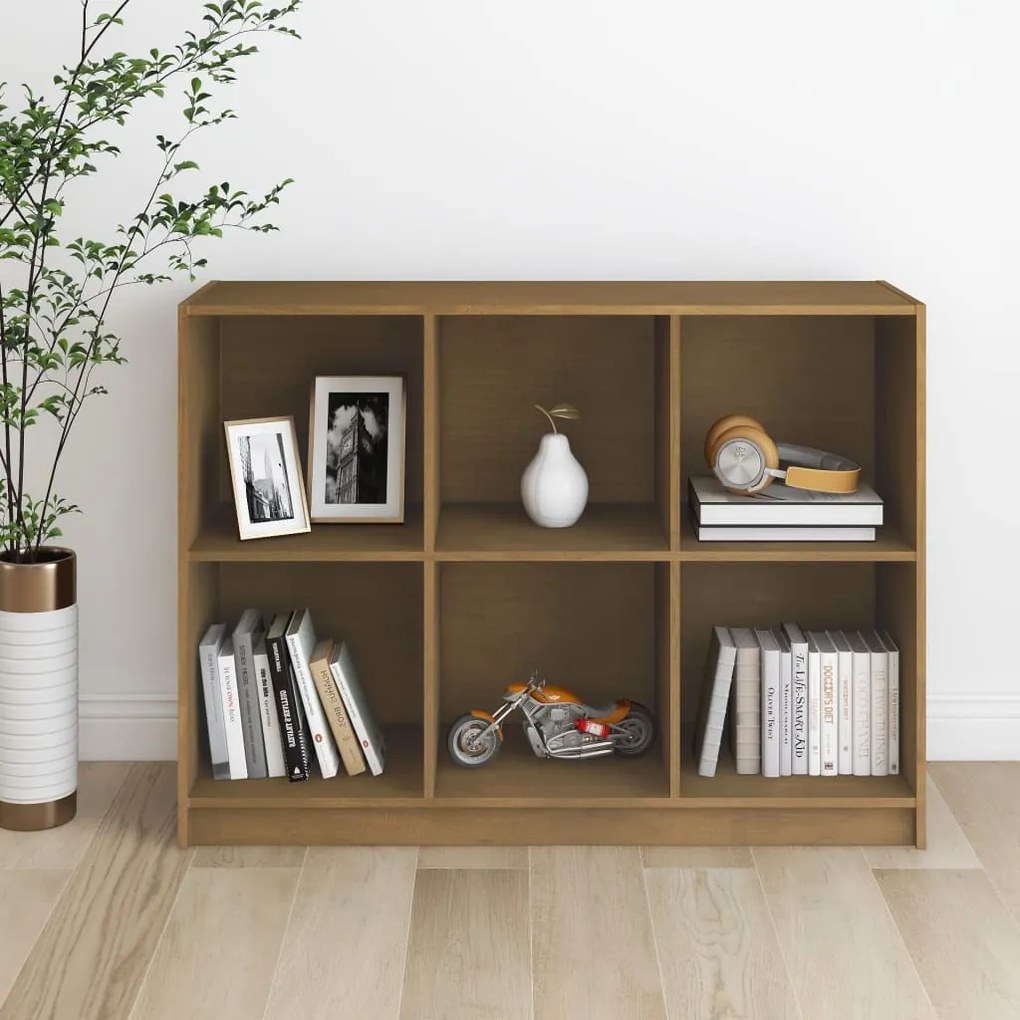809969 vidaXL Bibliotecă, maro miere, 104x33x76 cm, lemn masiv de pin