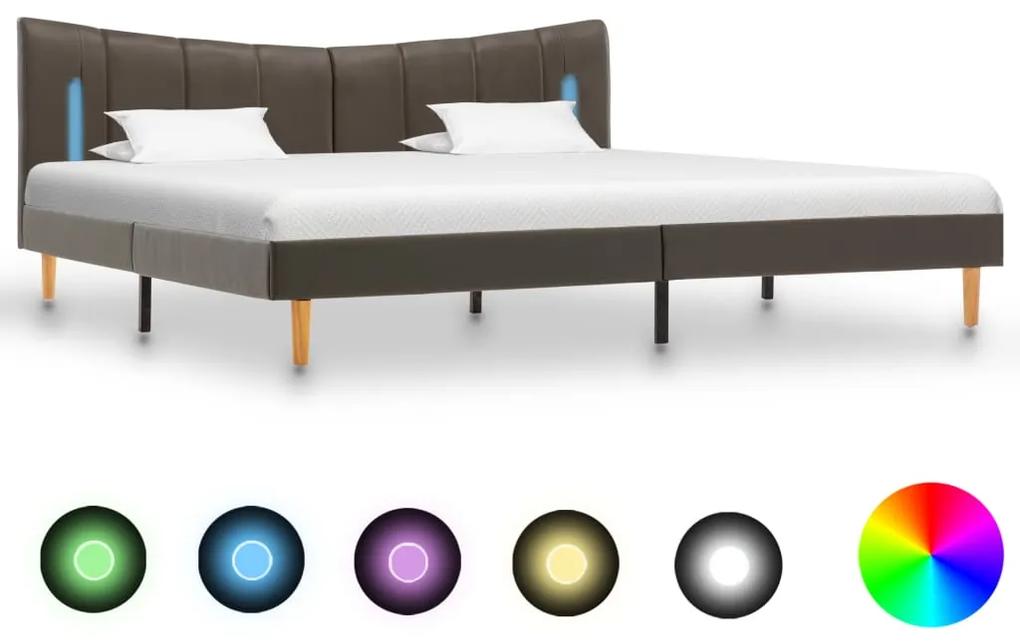 288548 vidaXL Cadru de pat cu LED, antracit, 180 x 200 cm, piele ecologică