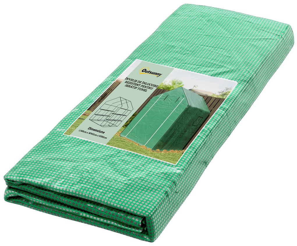 Outsunny Husa de Rezerva PE pentru Sera Calda 140x143x190cm cu Usa Rulabila Ferestre Plasa Verde | Aosom Romania