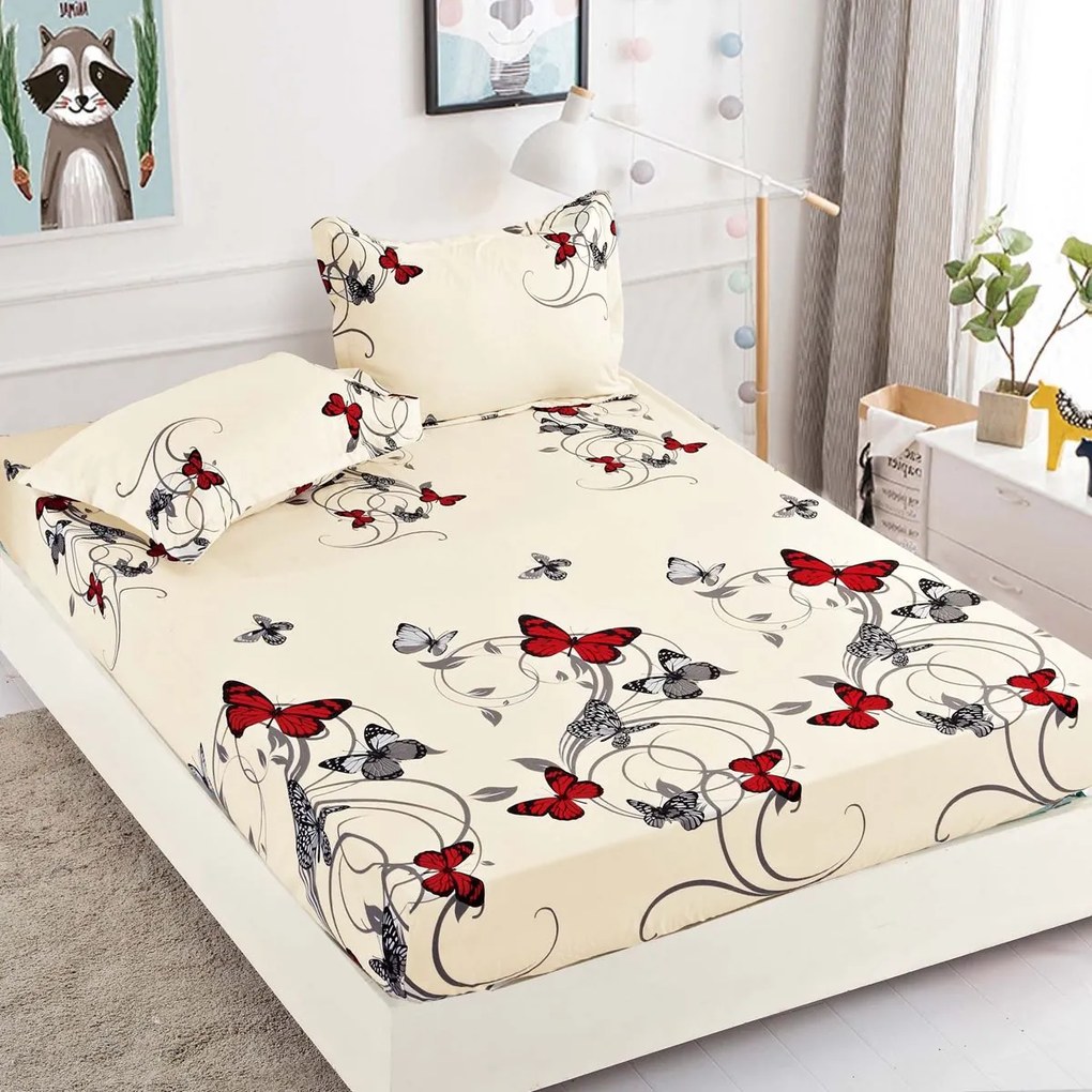 Lenjerie de pat 3 cu elastic 100% bumbac - a725 de la Onesleep