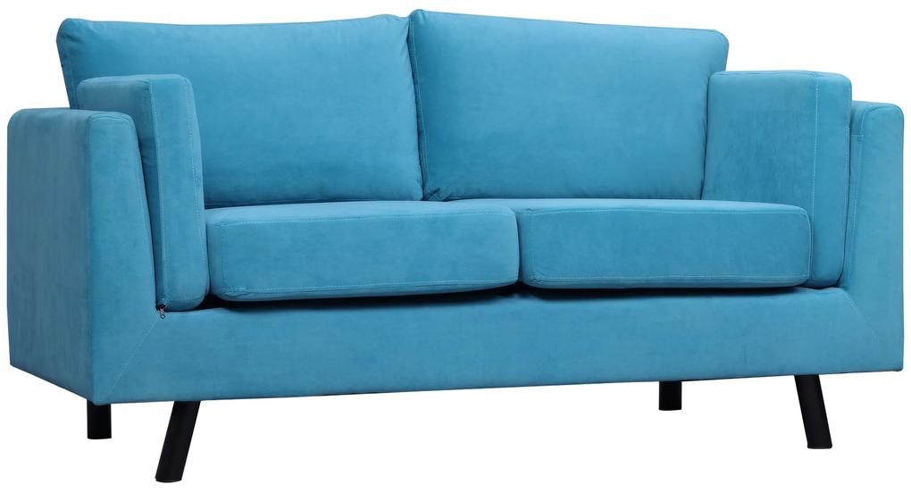 HOMCOM Canapea cu 2 locuri , moderna si economisitoare de spatiu,  din material textil cu efect de catifea, 170x90x85 cm, albastru | AOSOM RO