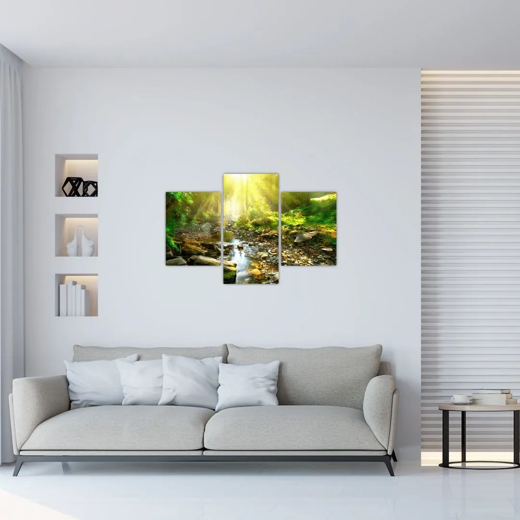Tablou cu râul în pădurea verde (90x60 cm)