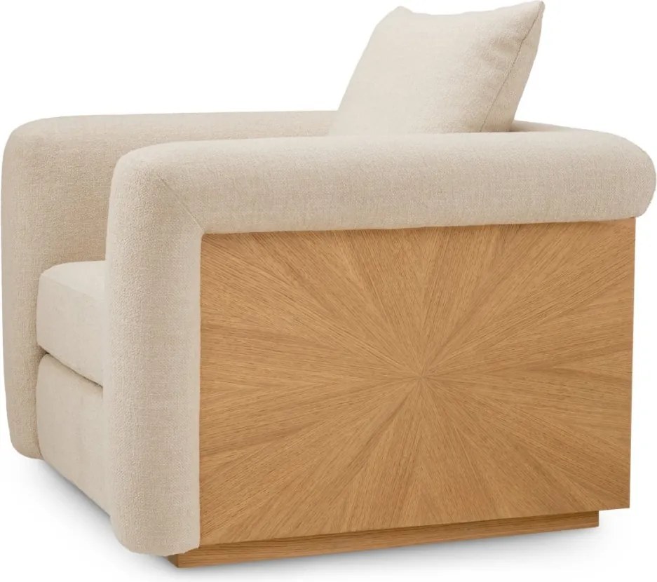 Fotoliu LUX furnir de stejar, tesatura Renato ecru, Amadeo