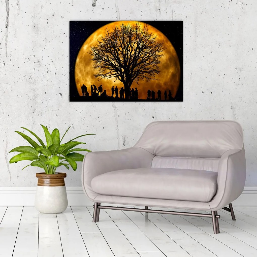 Tablou cu luna și siluete (70x50 cm)
