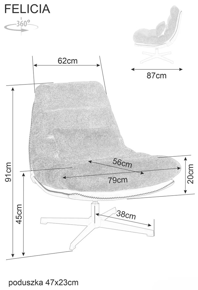 Fotoliu relaxant pivotant FELICIA RAVEN gri