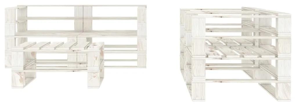 3052180 vidaXL Set mobilier de grădină din paleți, alb, 5 piese, lemn
