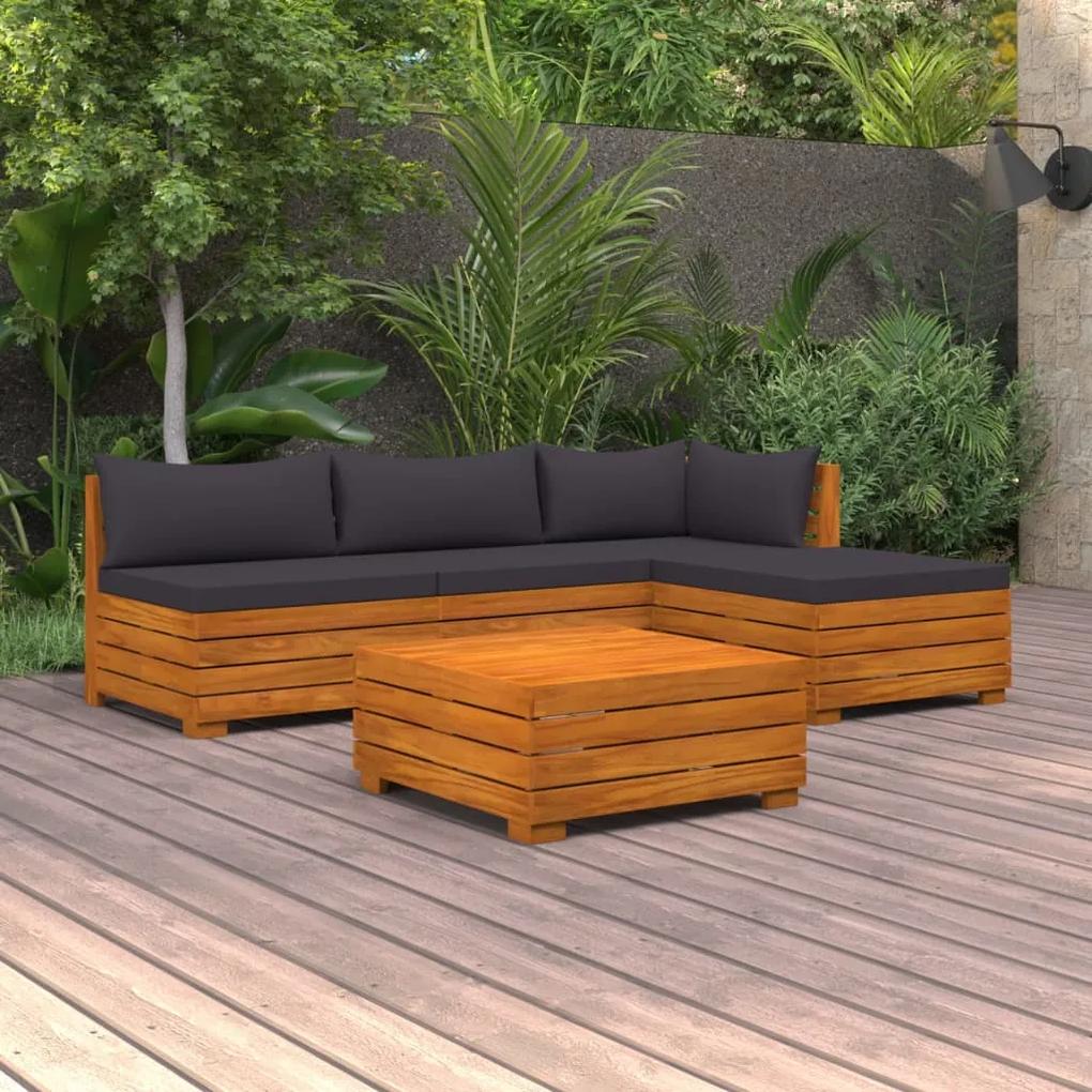 3087309 vidaXL Set mobilier de grădină cu perne, 5 piese, lemn masiv acacia
